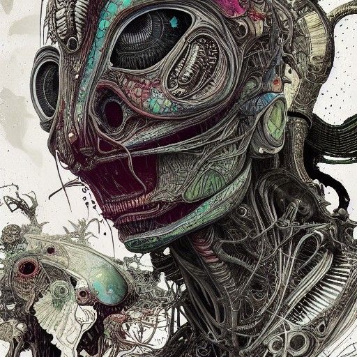 Alien Goddess Anatomy Cross-Section Illustration