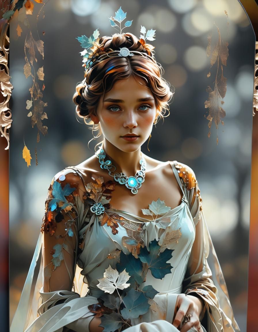 Iridescent Woman in Art Nouveau Style