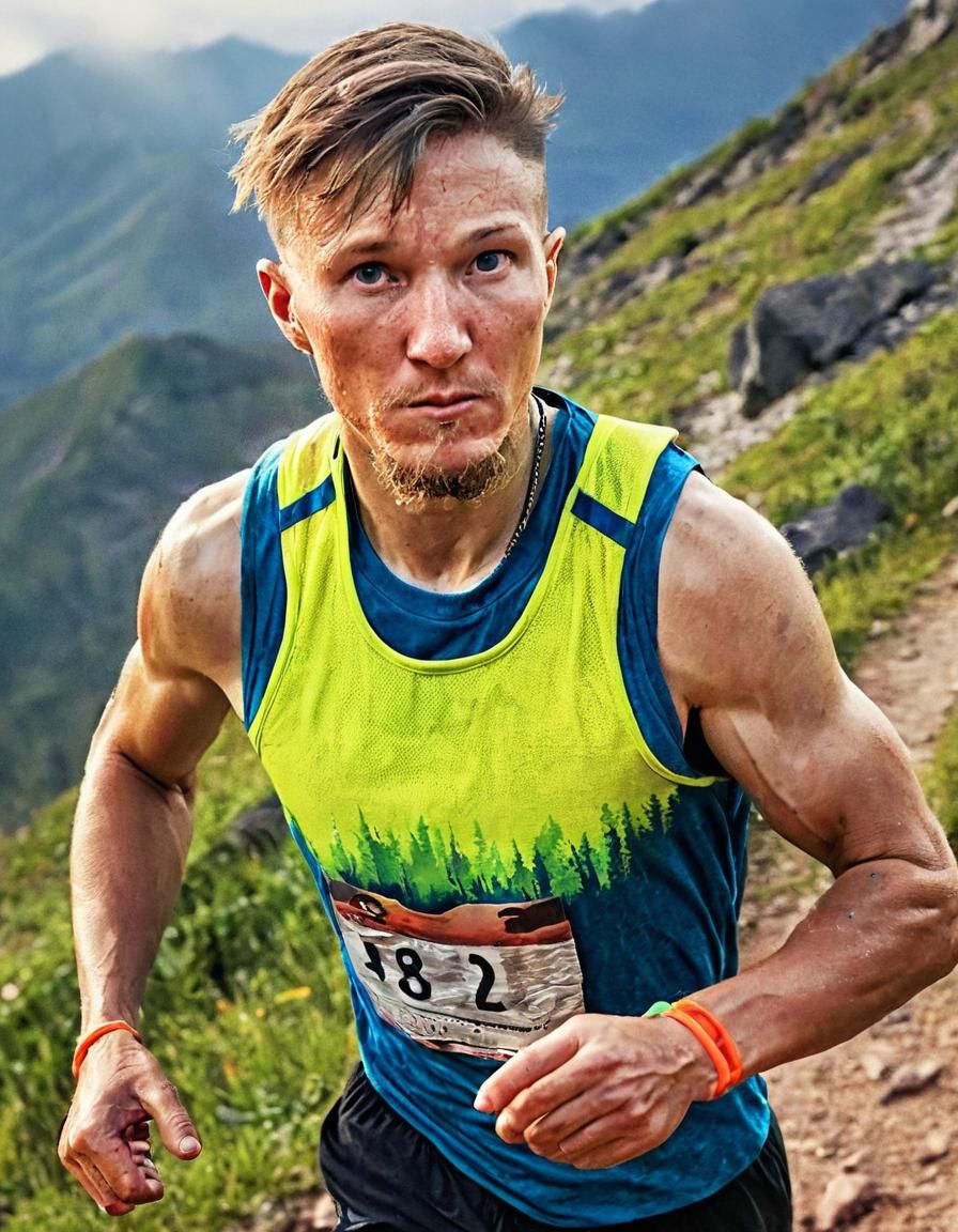 Trail Runner Ultramarathon: Vivid Digital Painting