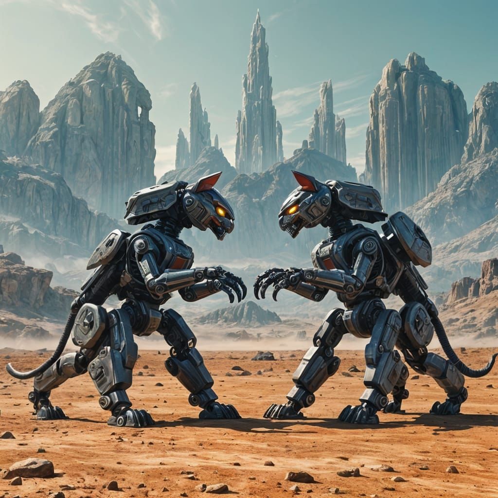 Mecha Cats Duel on Alien Planet