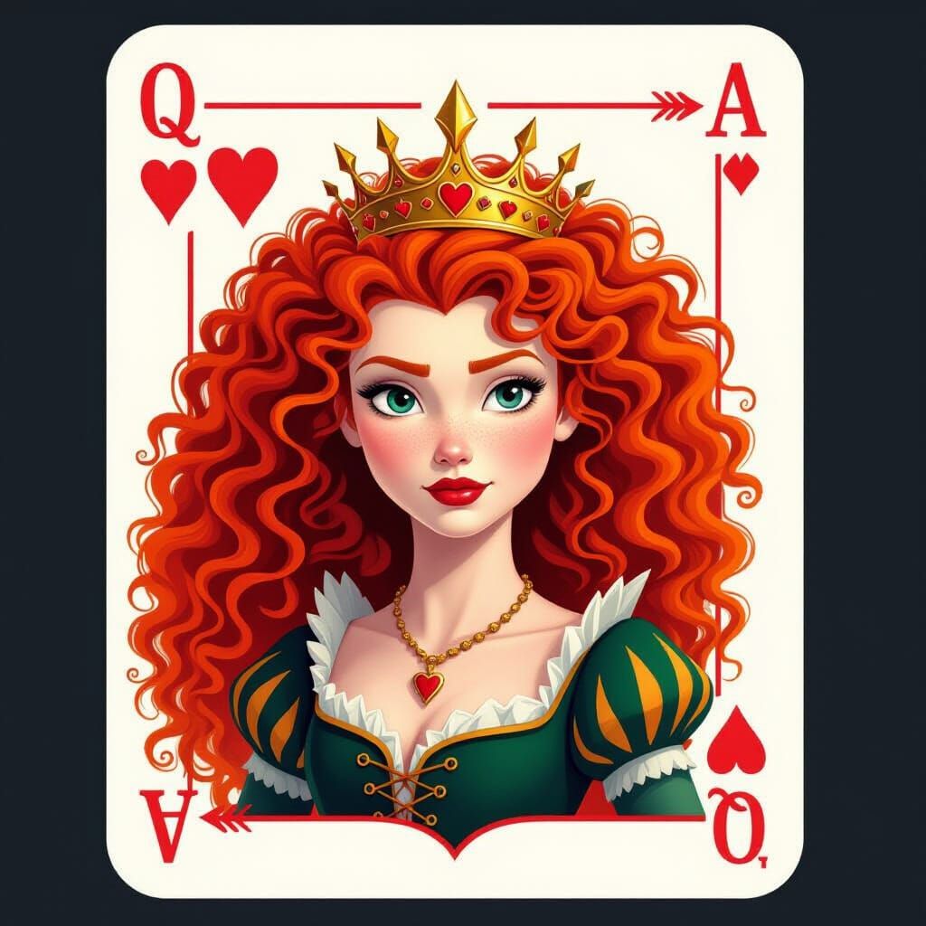 Queen of Hearts Playing Card Featuring Merida