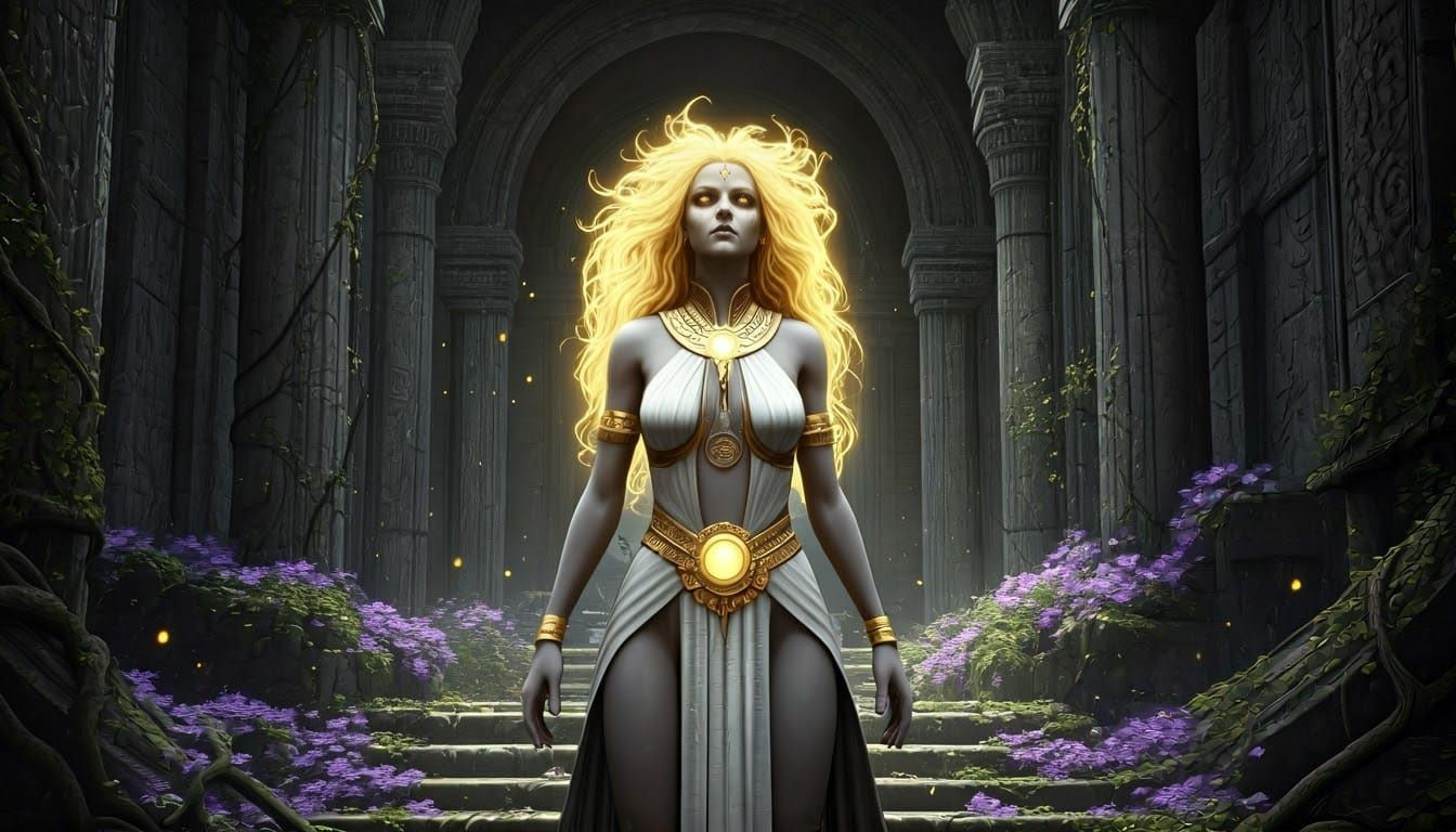 Sun Witch Rises from Ruins in Dark Fantasy Comic Book Art