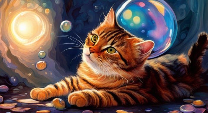 Cats Materialize from Bubbles in a Psychedelic World