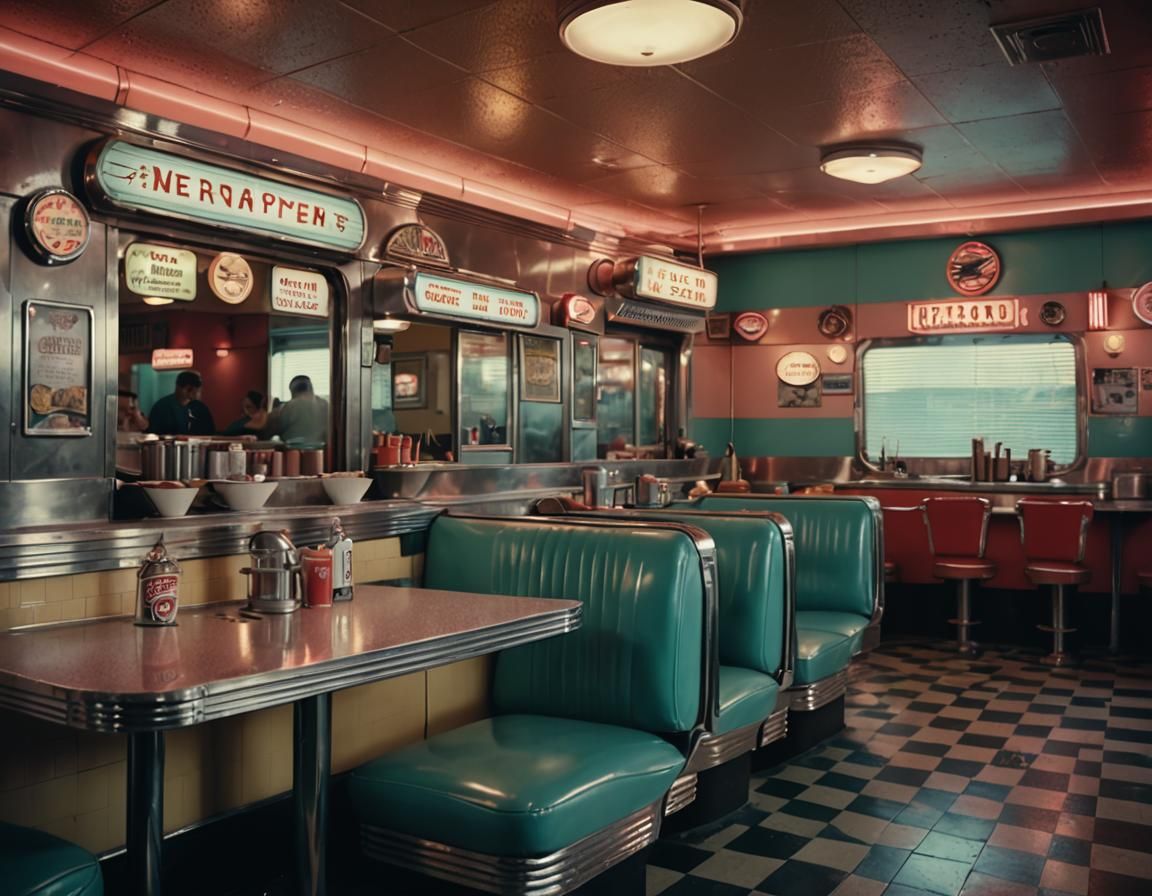 1950's American Diner: Cinematic Film Still