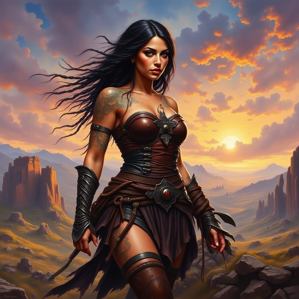 Strong Latina Blacksmith Forging Metal