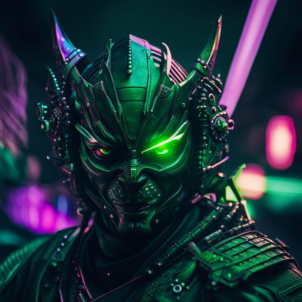 Green Goblin: Cyberpunk Ninja Samurai in HDR