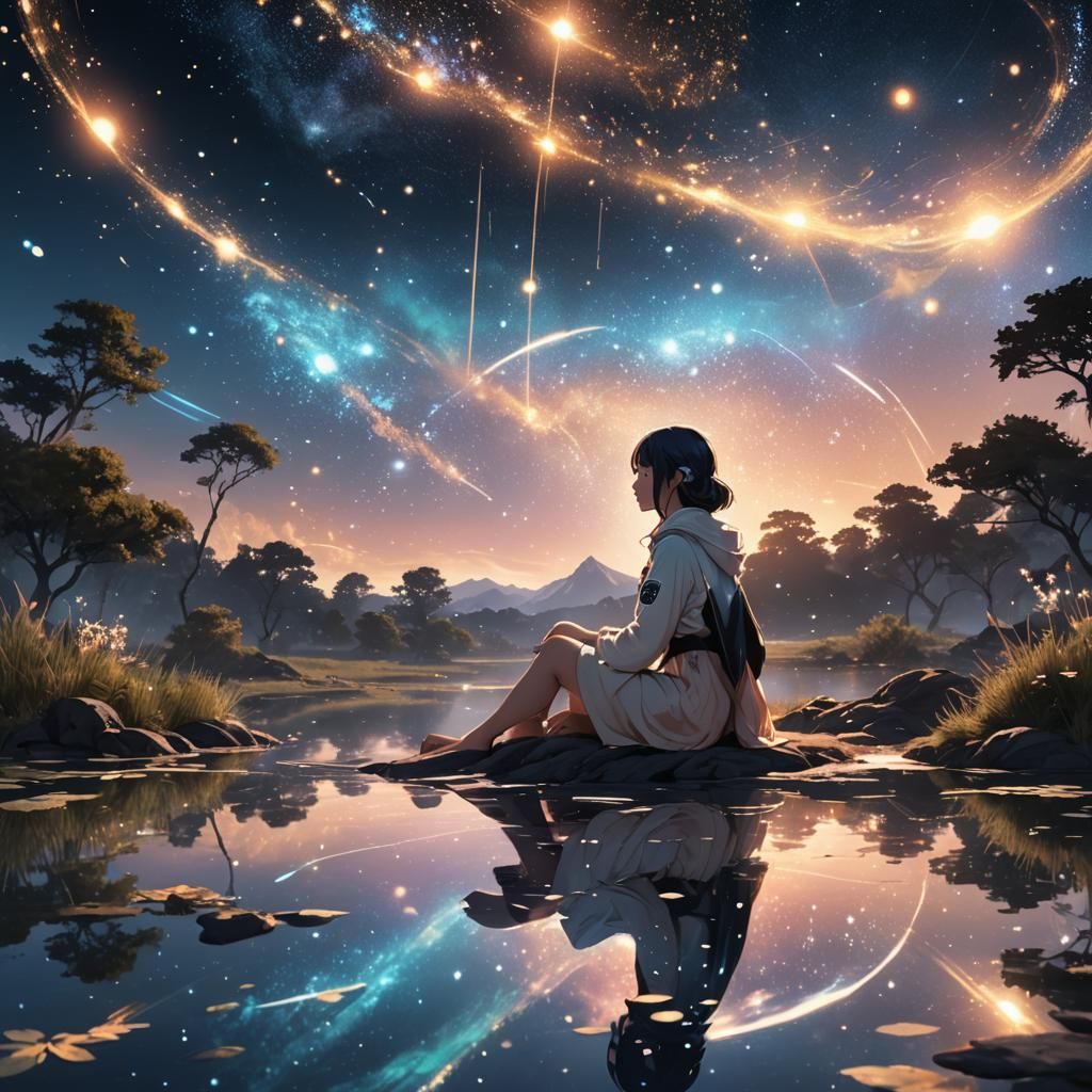 Dreamy Anime Lady by Cosmic Pond