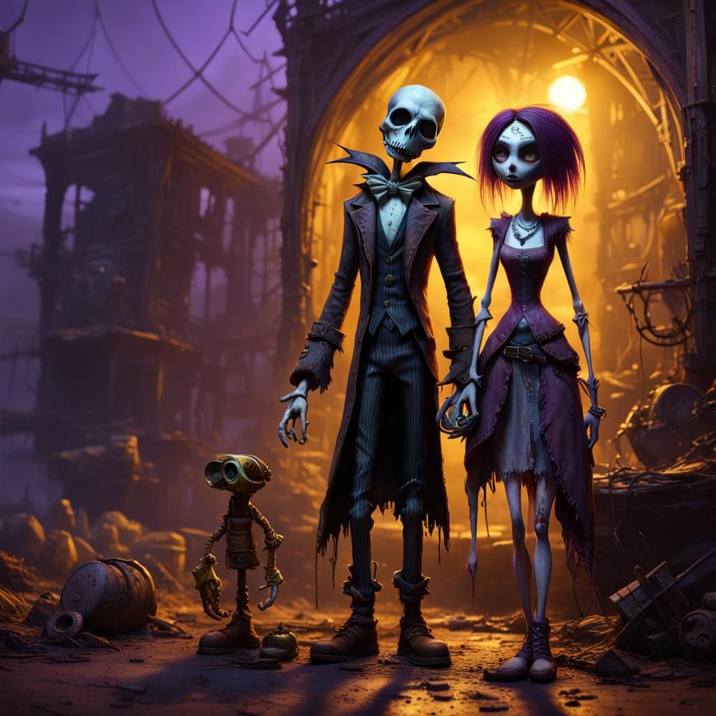 Post-Apocalyptic Jack and Sally: Dark Fantasy Art