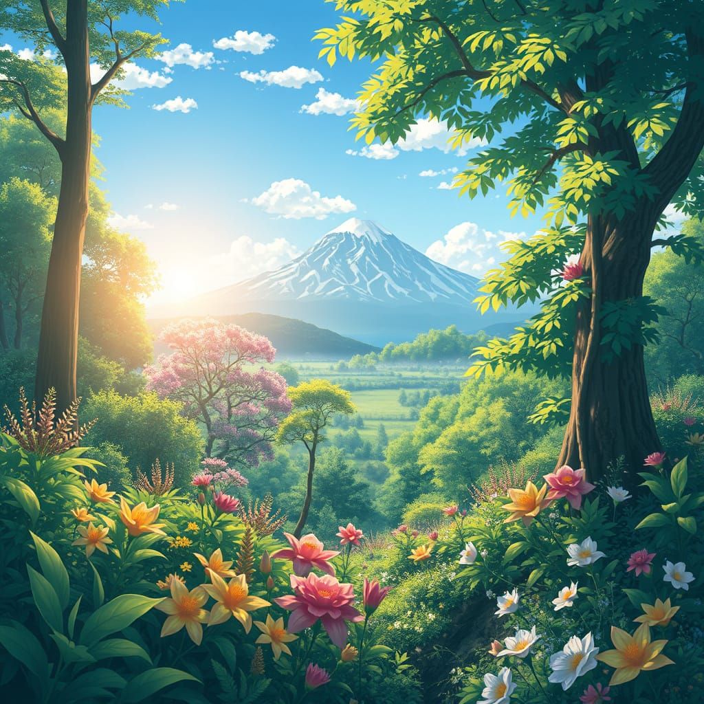 Misty Japanese Landscape with Majestic Mountains