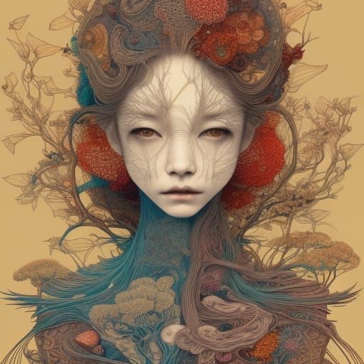 Surreal Brain Chair Fairytale Art in Vivid Colors