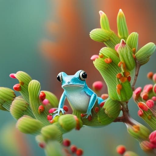 Turquoise Frog on Manzanita Branch