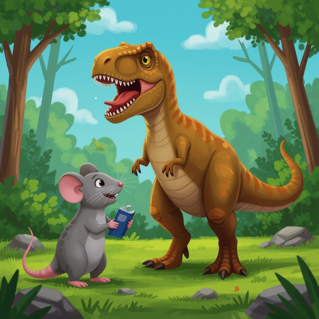 Tiny Mouse Meets Giant Dinosaur