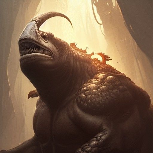 Menacing Orca Dwarf Face in Digital Illustration