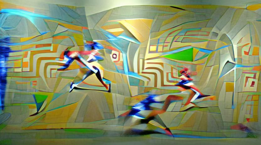 Athlete Sprinting Through Quantum Tube