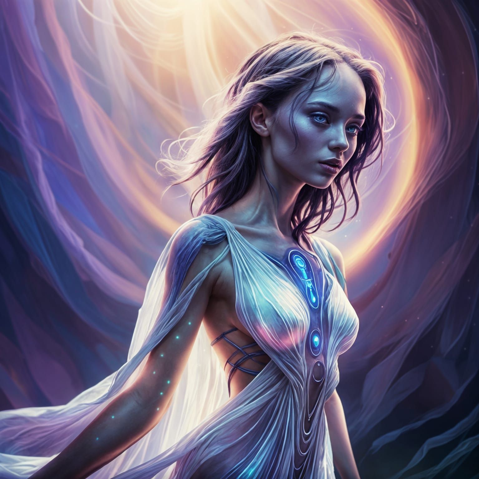 Luminescent Alien Woman in Sci-Fi Digital Art