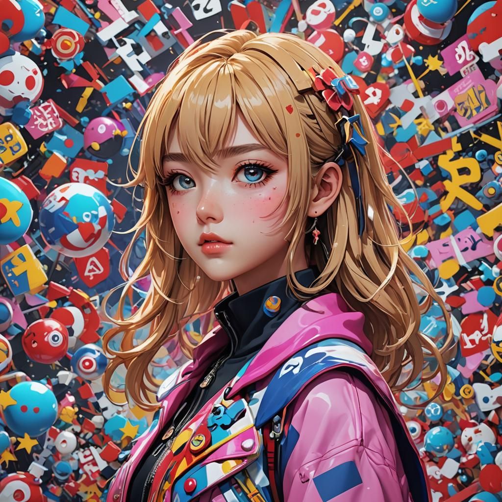 Anime Pop Art in 3D, WLOP Inspired