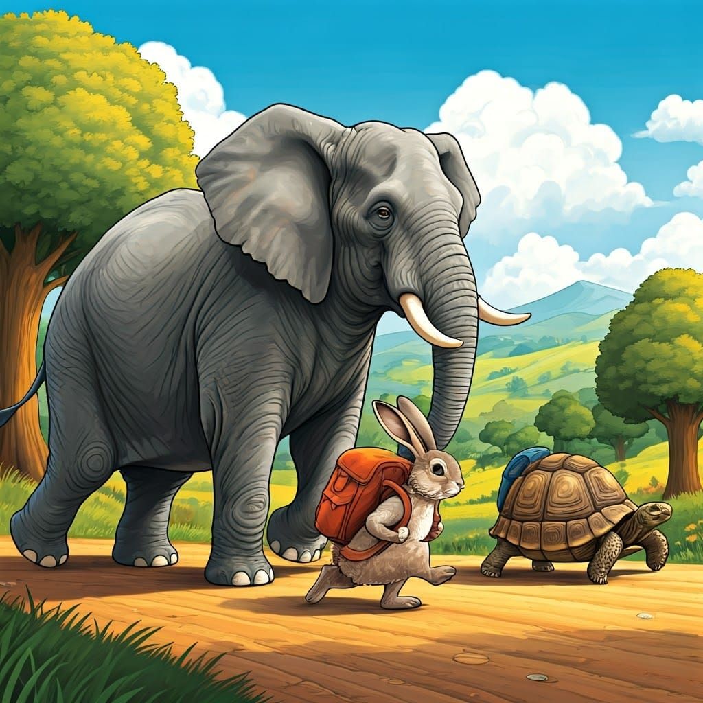 Whimsical Running Friends Compete with Colorful Backpacks