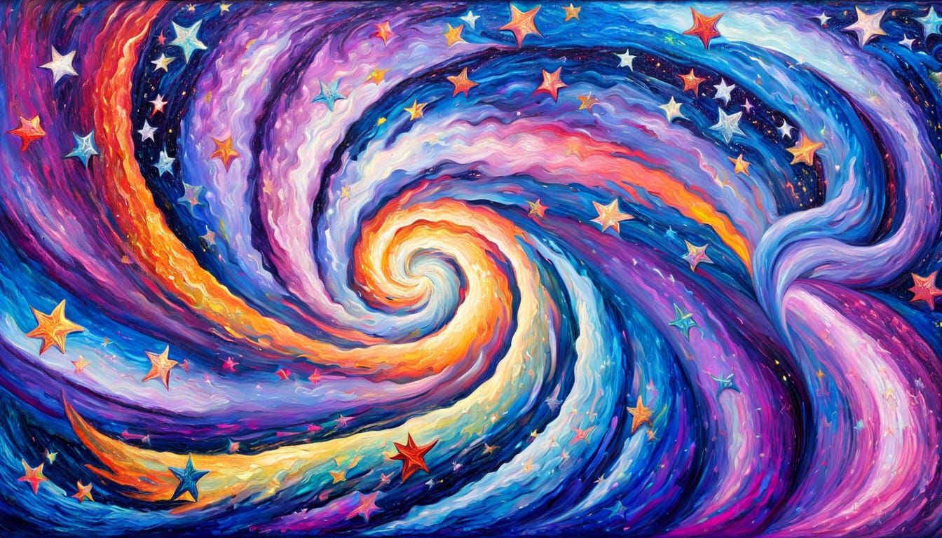 Cosmic Swirls in Neo-Impressionist Splendor