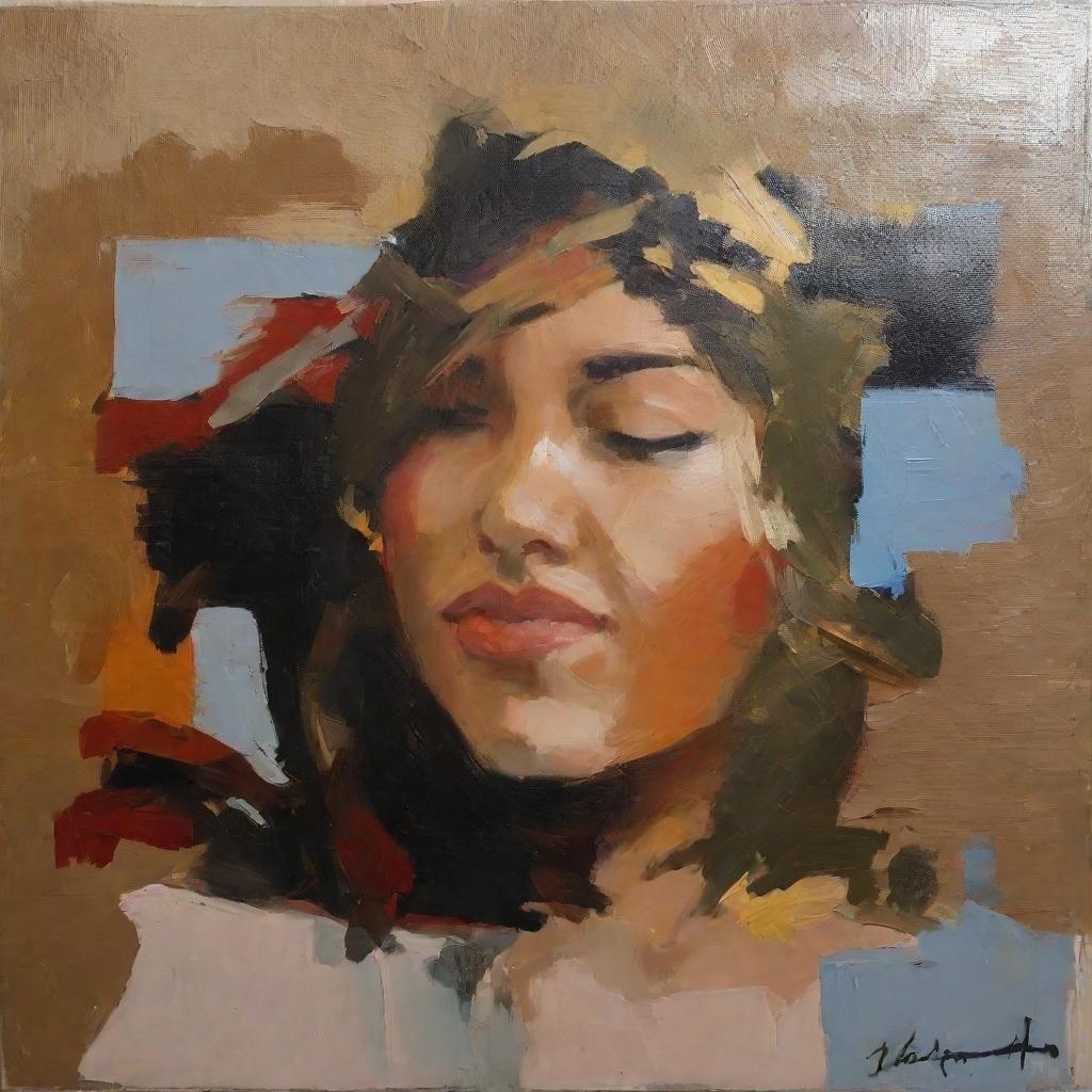 Expressive Oil Painting on Cardboard
