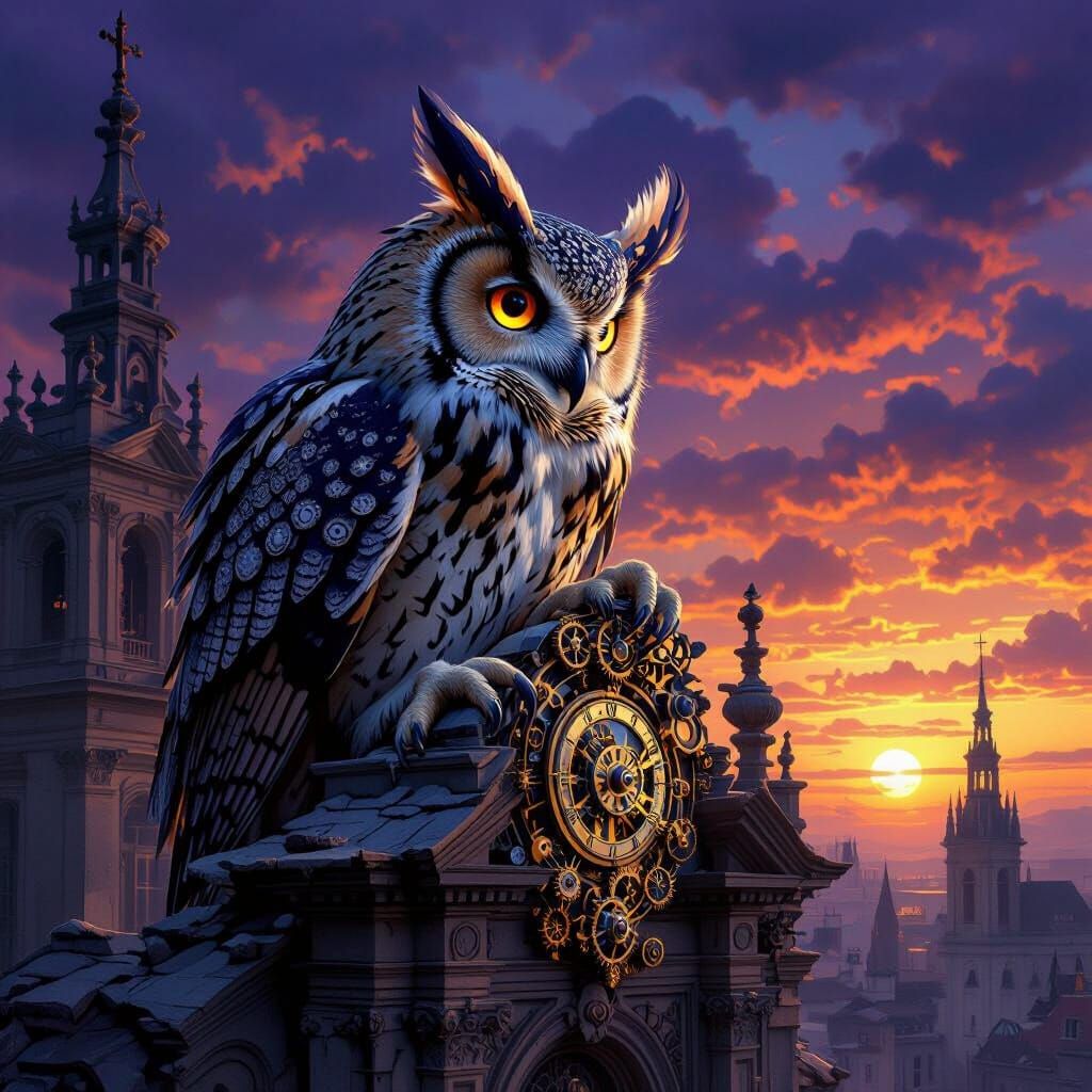 Wise Owl Crafts Clockwork on Baroque Cathedral