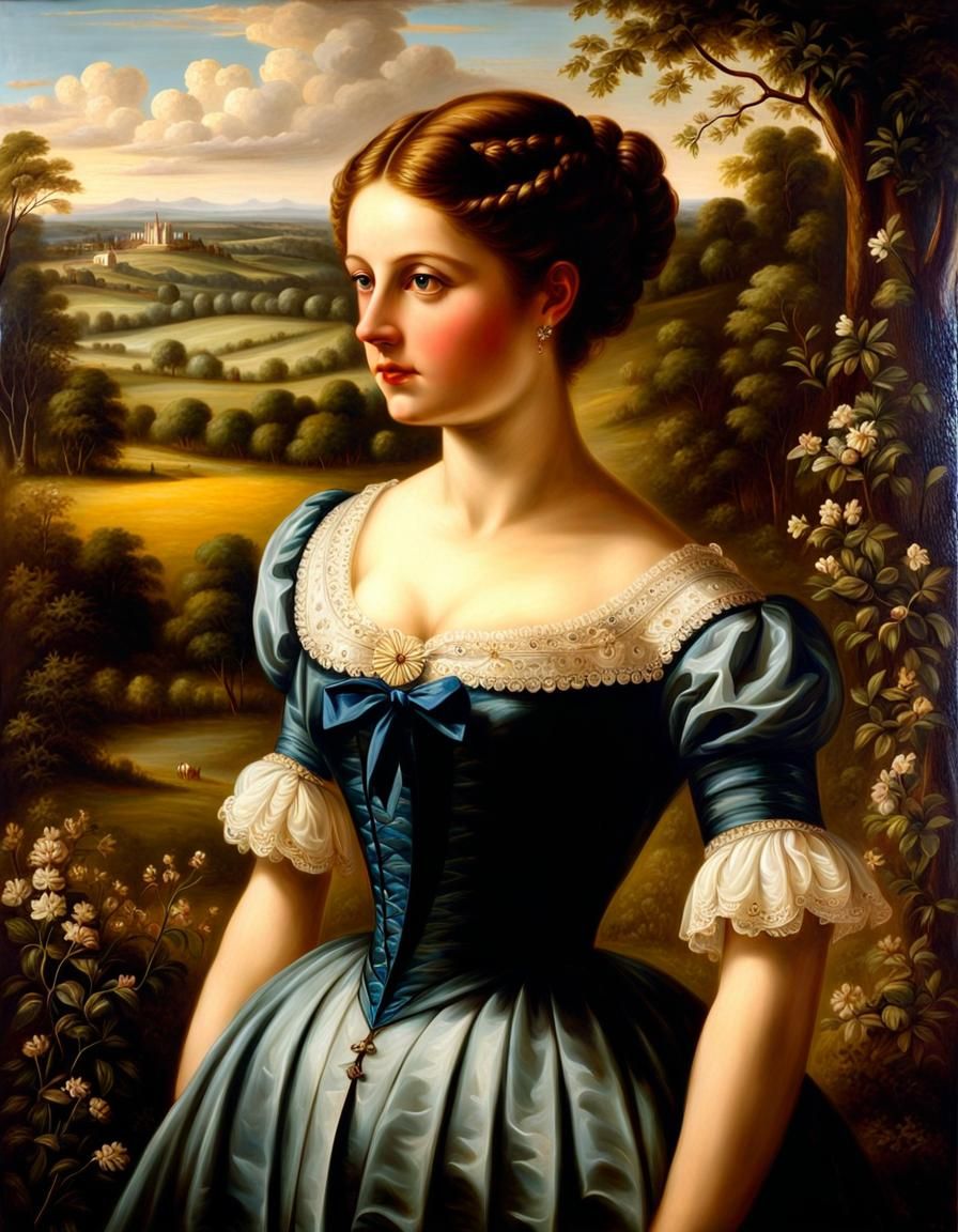 Victorian Woman Portrait with Chiaroscuro Effect