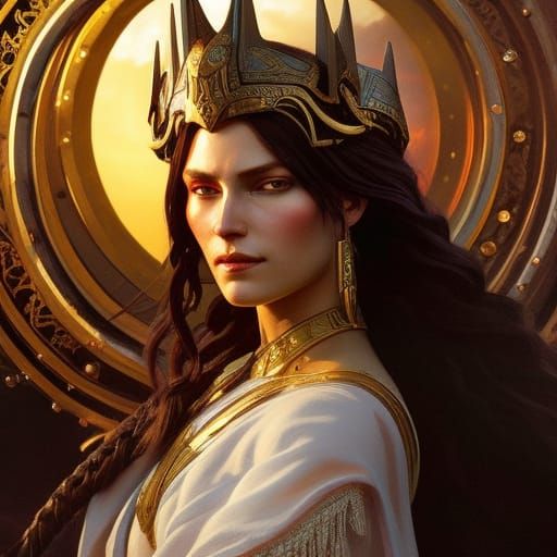 Goddess Freya Portrait in Art Nouveau Style