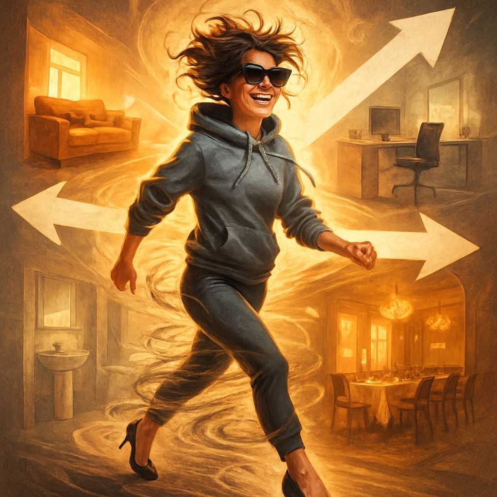 Woman Personifying a Whirlwind of Choices