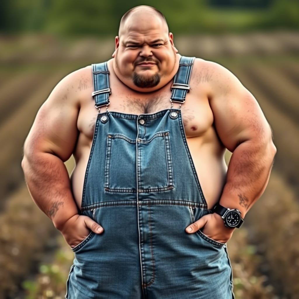 Chubby Farmer with Two Watches: AI Art