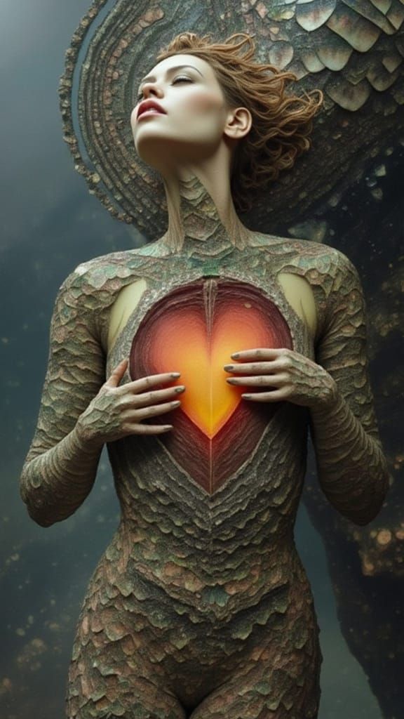 Stone Fairy Reveals Glowing Heart: Abstract Art