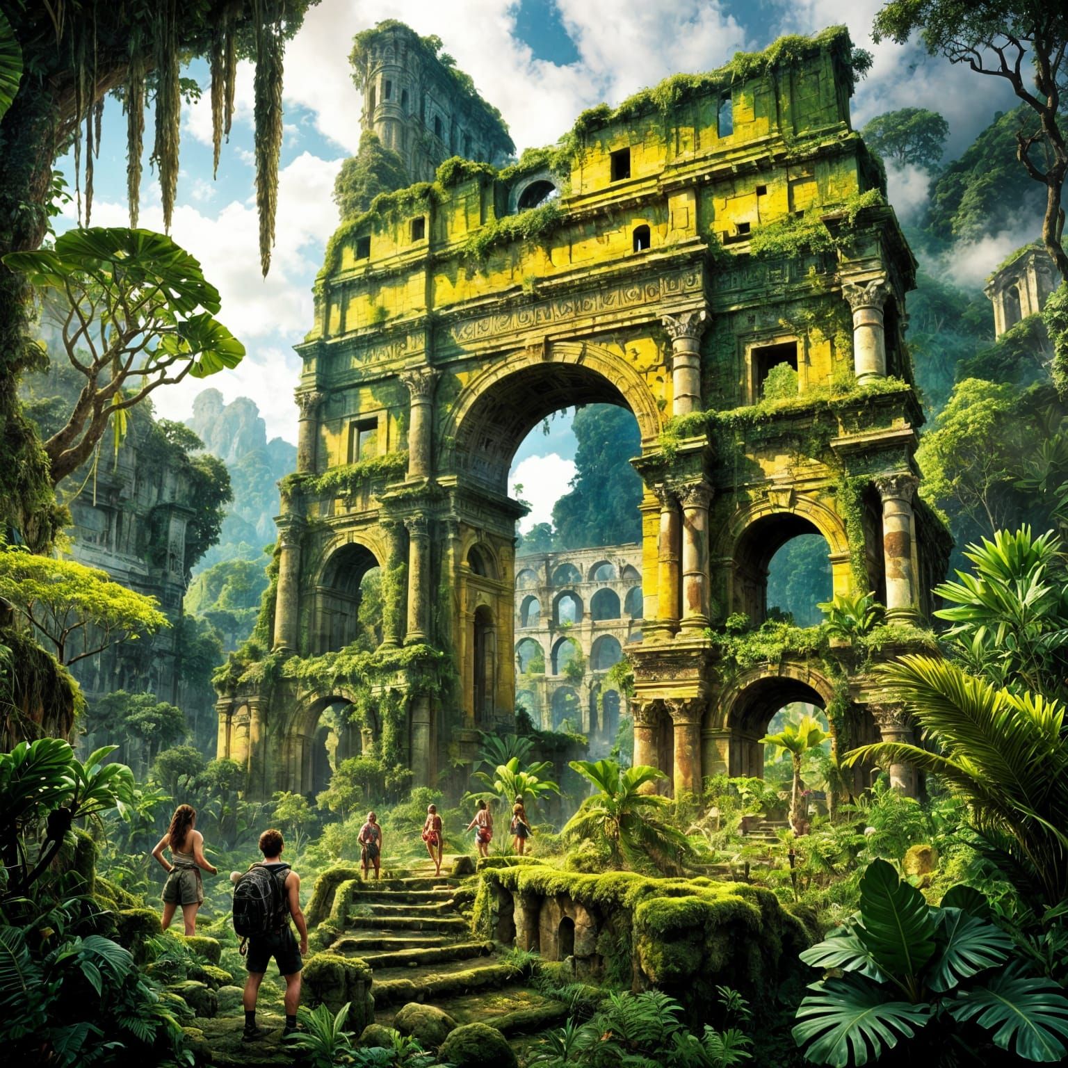 Lush Jungle Ruins Discovery in Photorealistic Style