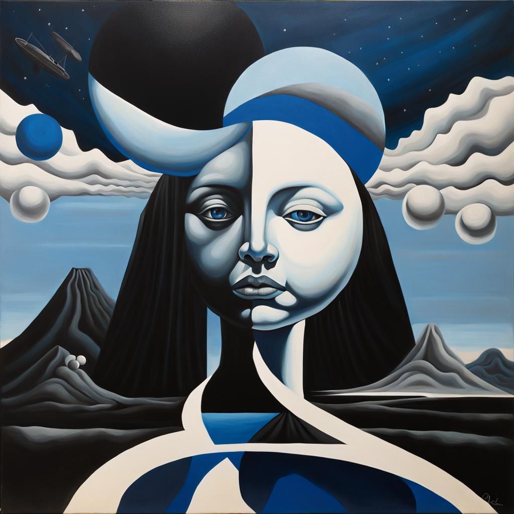 Surreal Oil Painting of Consciousness Convergence