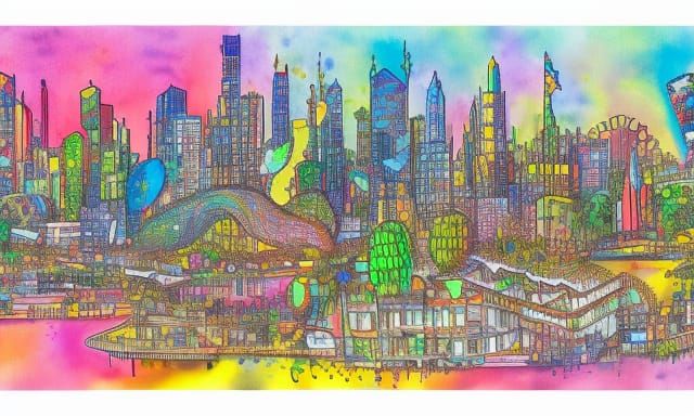 Melbourne Australia in Ink and Digital Art