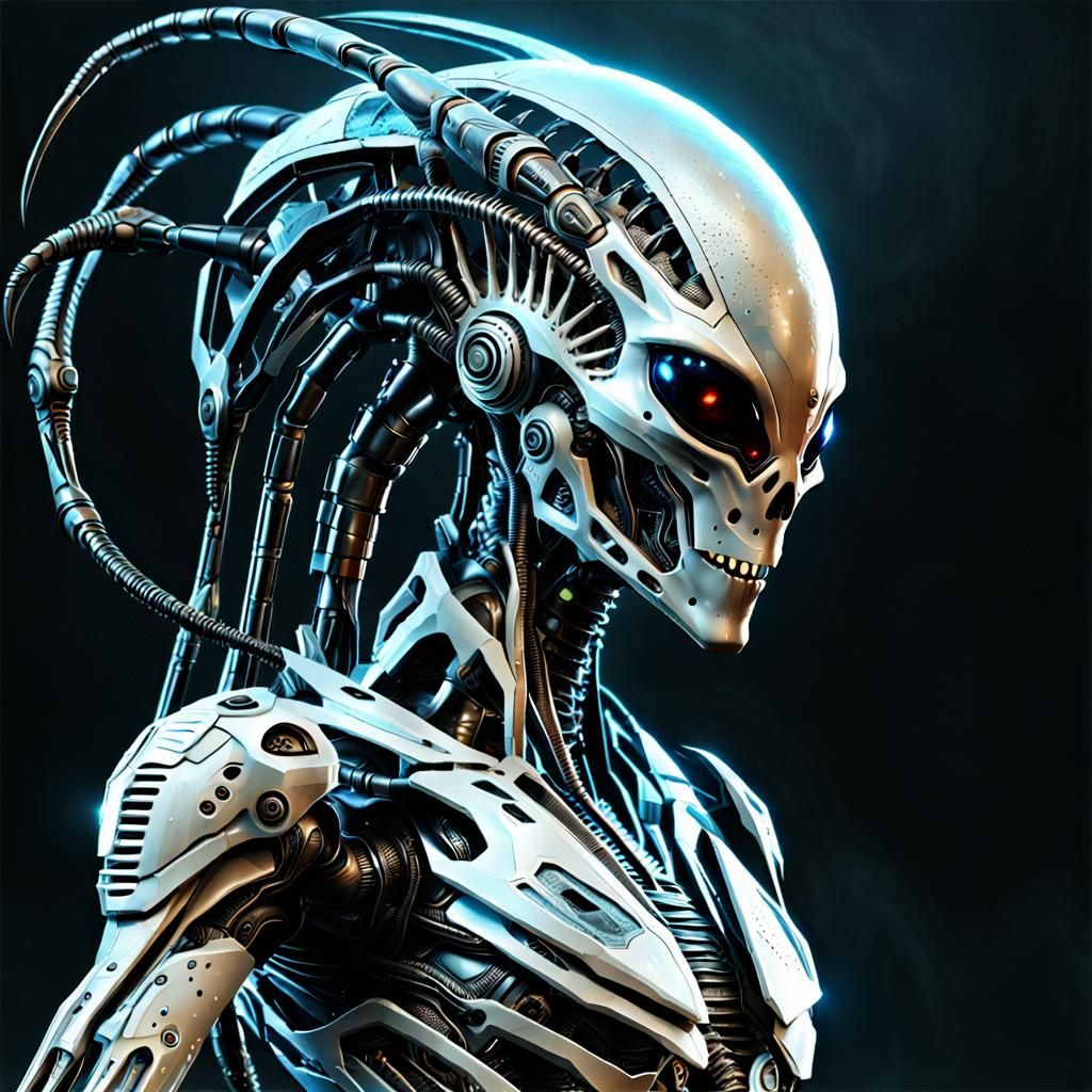 Biomechanical Cyborg Alien Queen in Sci-Fi Style