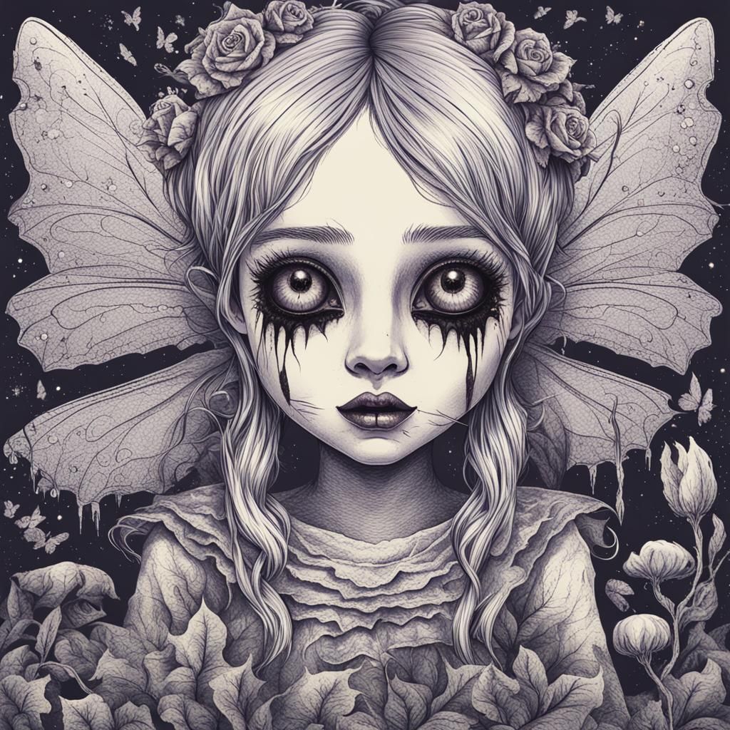 Scary Horror Fairy in Lovecraftian Style