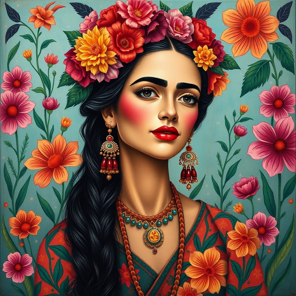 Emotive Portrait in Naive Art Style