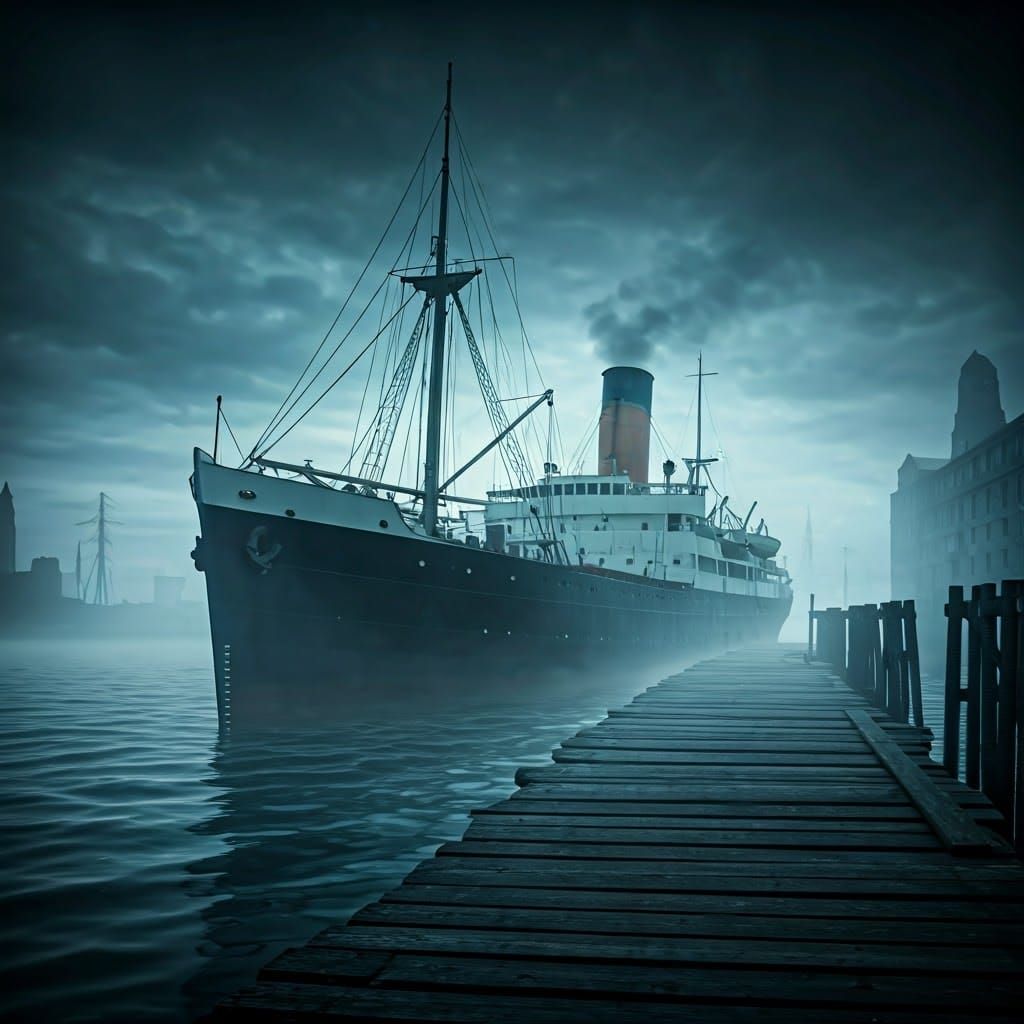 Haunted Liverpool Merchant Ship at Foggy Dock