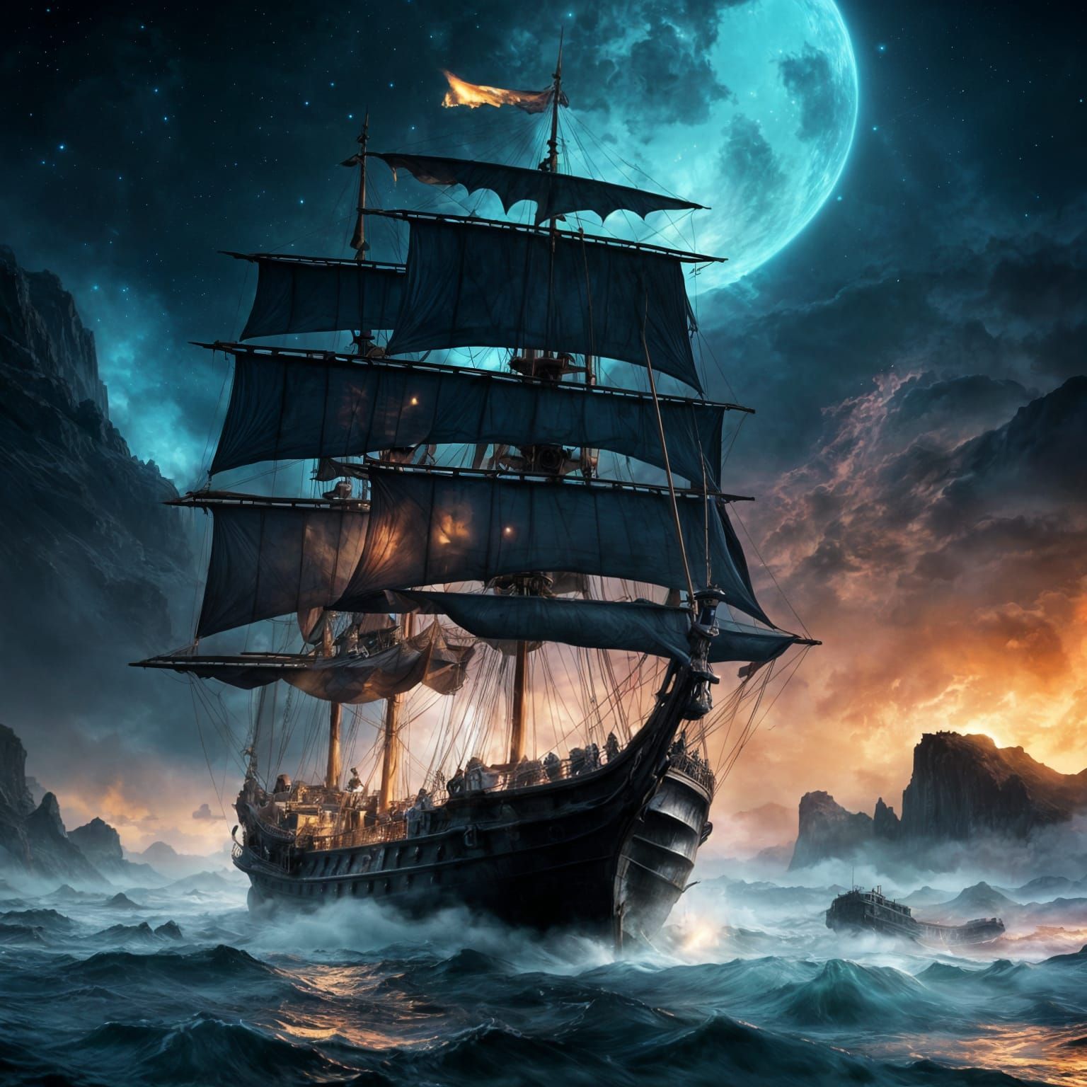 Spectral Pirate Ship Sails a Sea of Stars