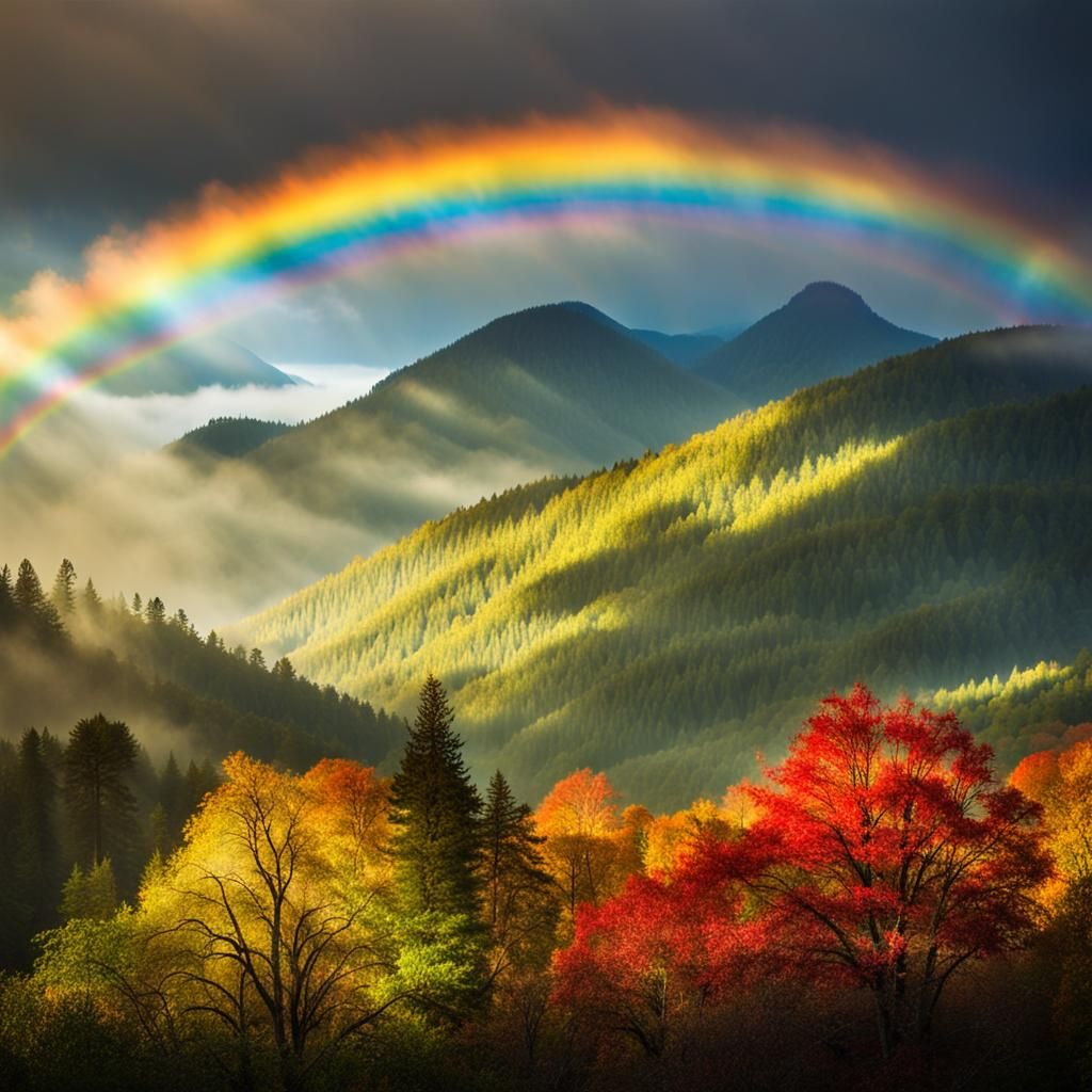 Majestic Mountains and Rainbow Landscape Photography