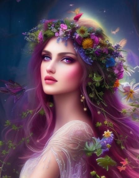 Enchanted Princess in a Whimsical Fairy Garden