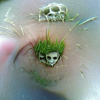 Grass Growing from Skull: Life and Decay