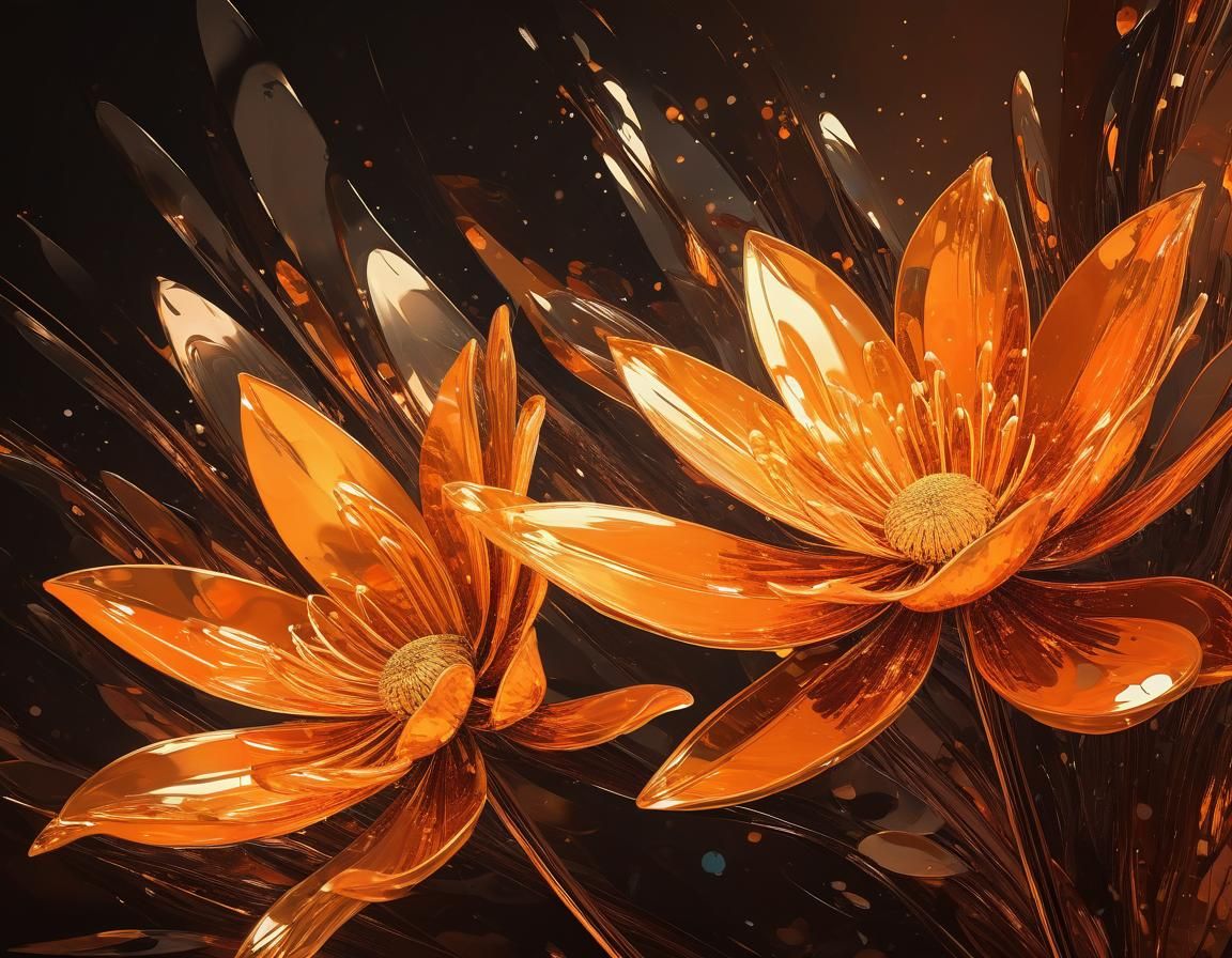 Ethereal Luminous Floral in Retrofuturist Art Deco Style