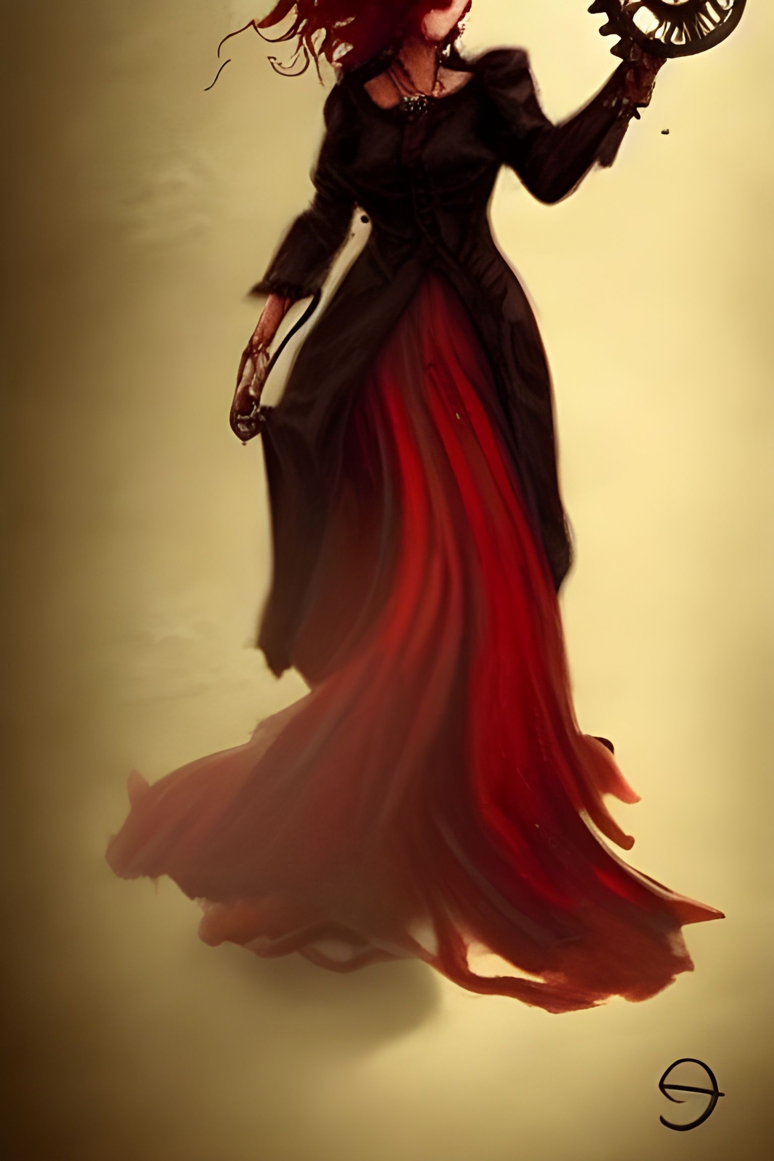 Steampunk Redhead in Victorian Dress, Rutkowski Style