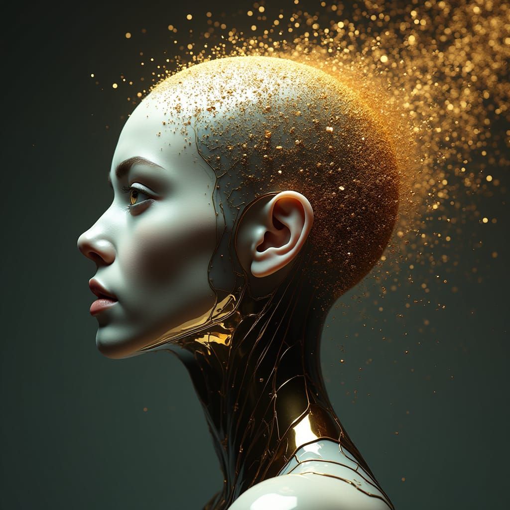 Biomechanical Goddess Radiates Futuristic Energy