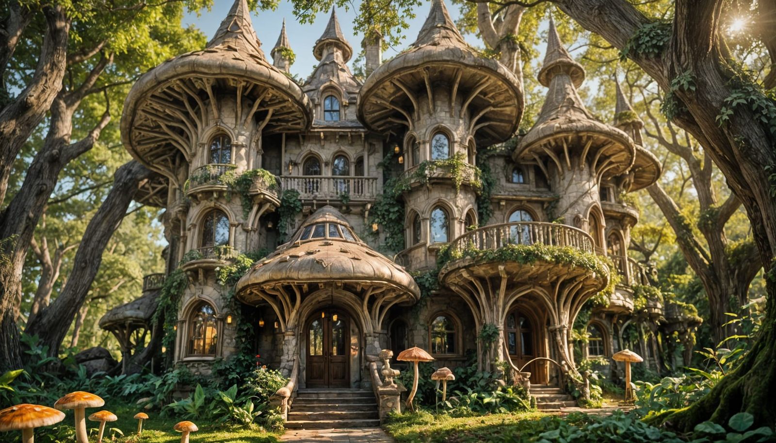 Enchanted Elven Mansion in Mushroom Forest