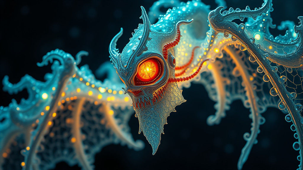 Mystical Bioluminescent Vampire Unveils Cosmic Night Sky