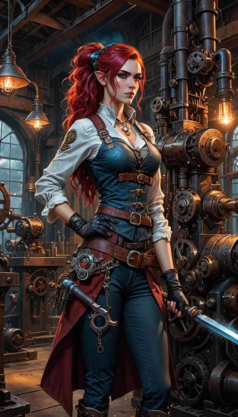 Steampunk Mechanic in Arcane Machine Shop
