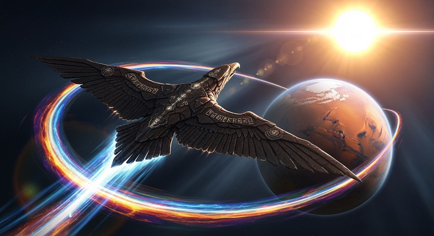 Ancient Stone Comet Spacecraft Arcs Around Mars