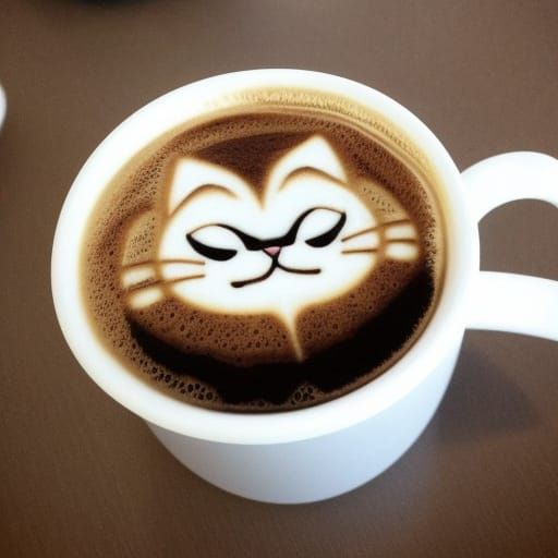 Adorable Kitten Drinks Latte