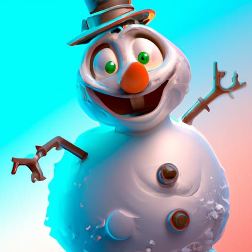 Pixar-Style 3D Snowman Concept Art