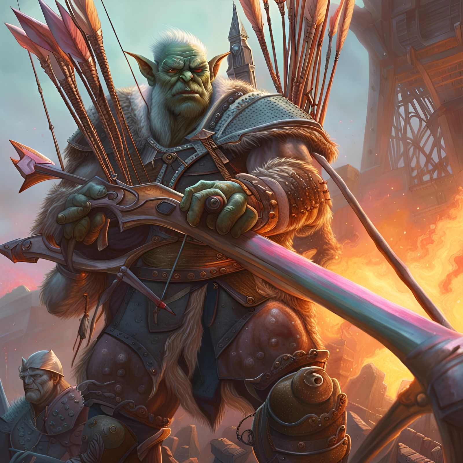 Orcish Crossbow Artillery in Fantasy Pastel Style